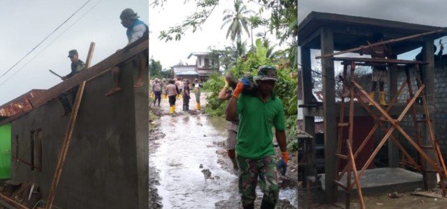 Hujan Deras Tidak Melunturkan Semangat Satgas TMMD 125 Kodim 1506/Namlea