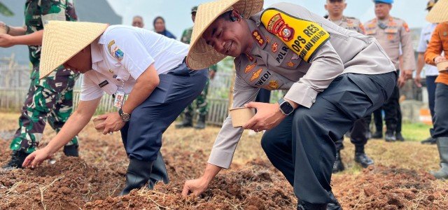 Dukung Swasembada Pangan, Kapolres Metro Jakarta Barat Tanam Jagung Serentak Bersama Forkopimko